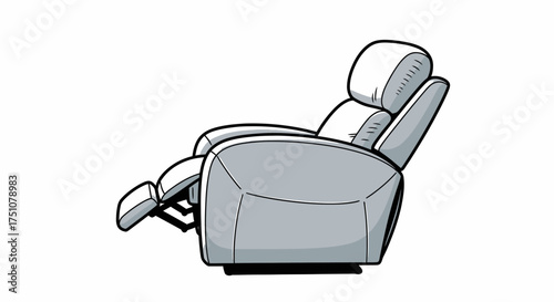 Gray Recliner Chair with Extended Footrest Comfortable Seating.