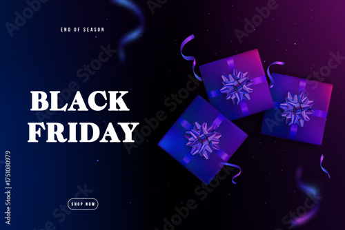 Bright promotional design featuring festive gifts and vibrant colors for Black Friday