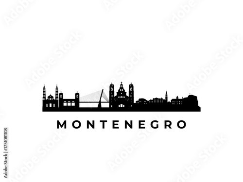 Vector Montenegro skyline. Travel Montenegro famous landmarks. Business and tourism concept for presentation, banner, web site.