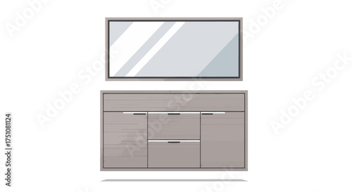 Modern Bathroom Vanity Cabinet with Rectangular Mirror.