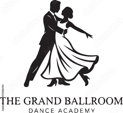 Elegant Ballroom Dancers Silhouette Logo