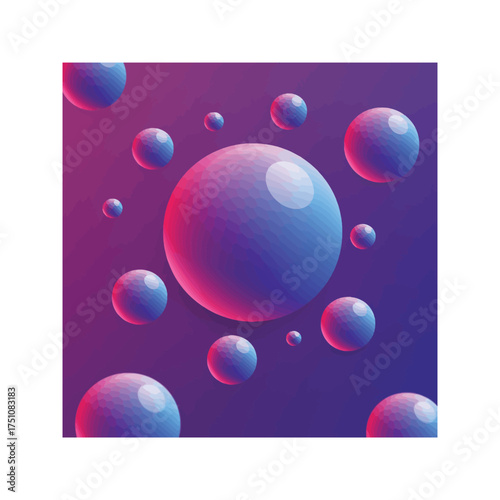 Abstract blue background vector illustration with transparent soap bubbles and light spheres