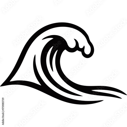 Modern ocean wave silhouette vector