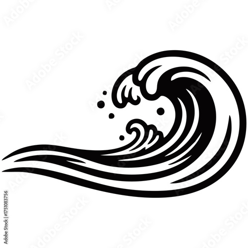 Modern ocean wave silhouette vector