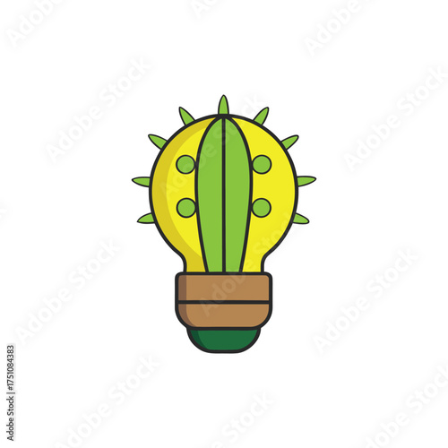 A creative fusion of a cactus and a light bulb, , symbolizing bright ideas, innovation, and the resilience of nature