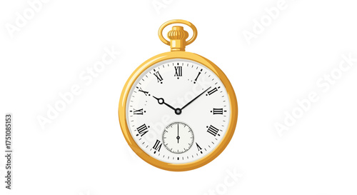 Elegant golden pocket watch with roman numerals, symbolizing timelessness and precision crafting a vintage aesthetic for graphic representations of