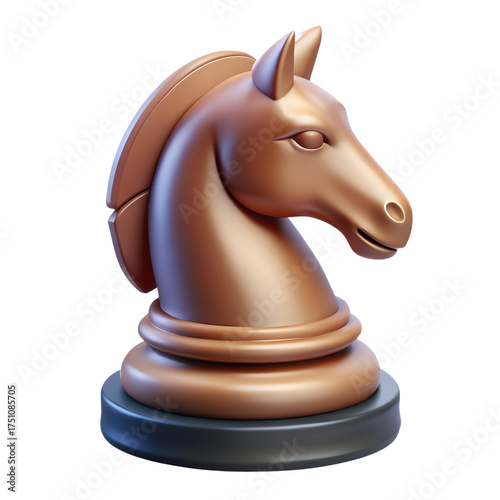 3D bronze horse chess piece with realistic design and black base symbolizing mental challenge focus and game mastery