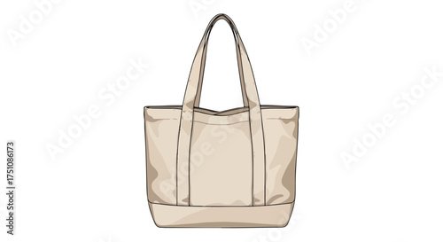 Neutral-toned canvas tote bag illustration depicting versatile and sustainable fashion accessories for everyday shopping use in beige colour