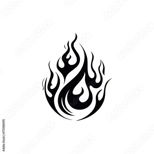 Tribal Fire Flame Drop or Tear Shape Vector Ico suitable for graphic design