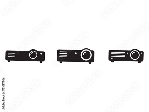 Projector Icon Set for Presentation and Home Theater System Modern Minimalist Design on White Background