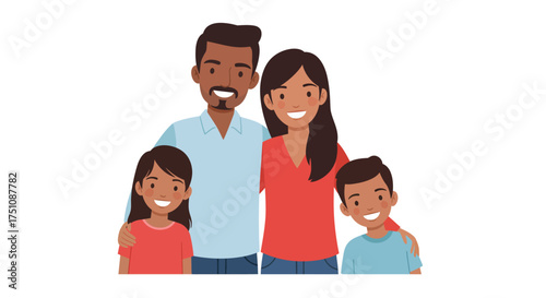 Happy Family Portrait: Father, Mother, Daughter, and Son Smiling Together