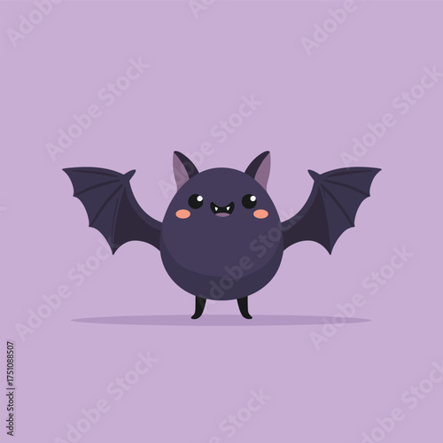 cartoon halloween bat with small wings, cute expression vector illustration