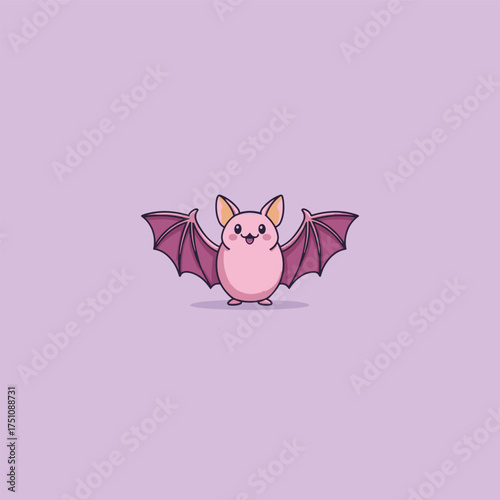 cartoon halloween bat with small wings, cute expression vector illustration
