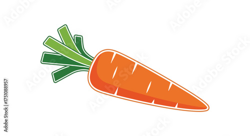 Stylized Carrot Illustration with Vibrant Colors and Clean Lines, Perfect for Healthy Food Concepts and Educational Resources