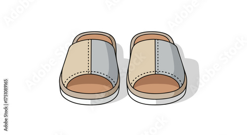 Pair of comfortable slippers, perfect for relaxing at home and indoor footwear, offering warmth and ease for everyday use indoors and light leisure
