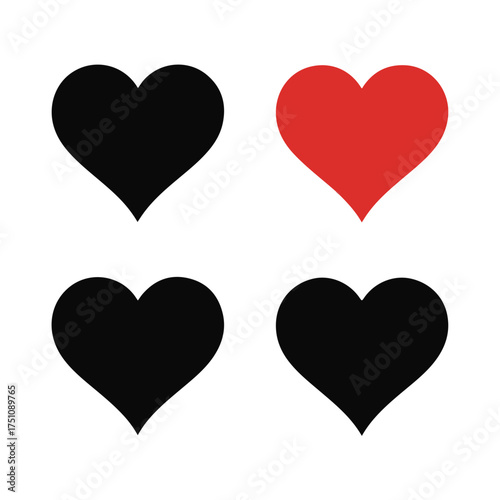 Black and Red Hearts Composition