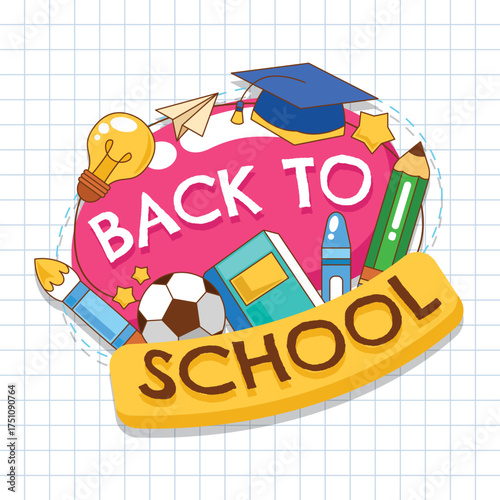 Back to school element badge vector illustration