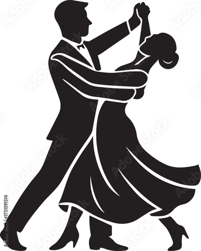 Elegant Ballroom Dancers Silhouette
