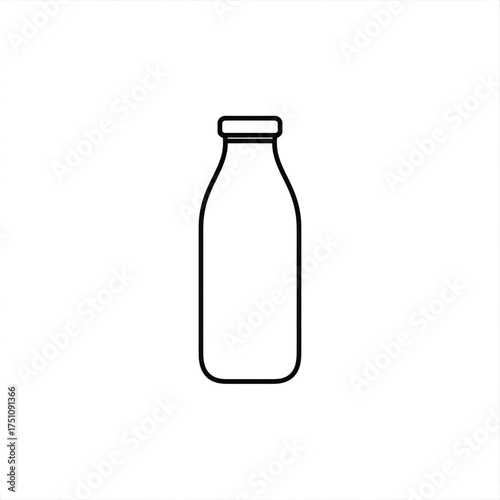 Illustration of a simple glass bottle with a narrow neck and rounded edges design