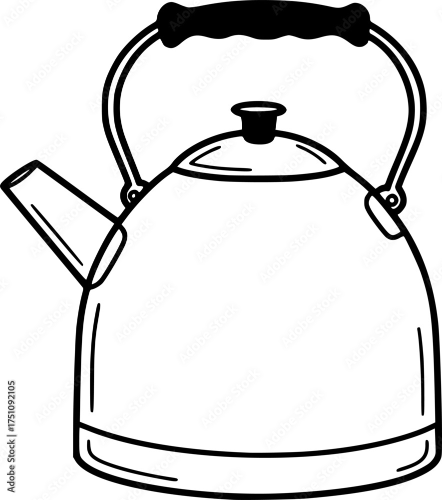 Obraz premium tea kettle kitchenware vector on transparent background for web and graphic design