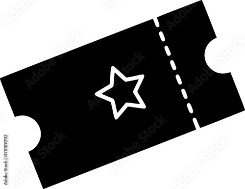 Silhouette ticket with star icon on transparent background for web and graphic design
