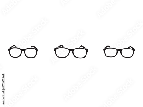 Three Pairs of Stylish Eyeglasses on White Background for Optometry and Fashion Concepts Flat Lay