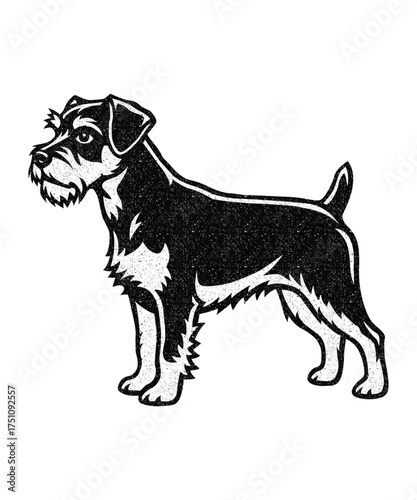 Black and White Terrier Dog Illustration for Design Projects.
