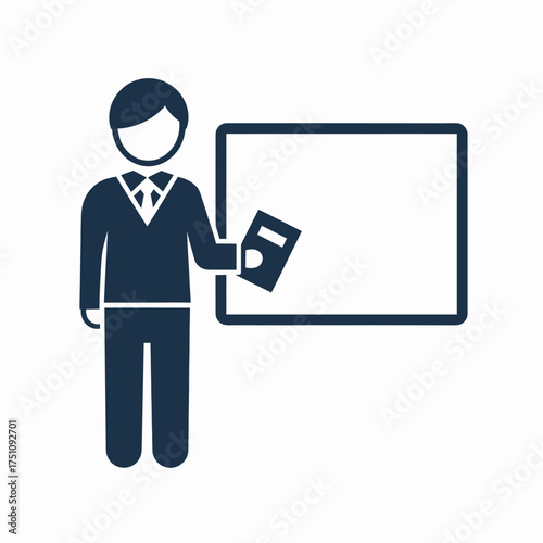 Professor Teaching or Lecturing Near a Whiteboard Illustration