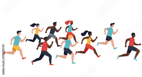 Photos Diverse Group of People Running Together in a Race