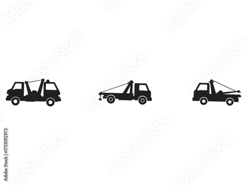 Tow Truck Silhouette Collection for Transportation and Automotive Industry Designs Emergency Roadside Assistance Services Concept Visualizations