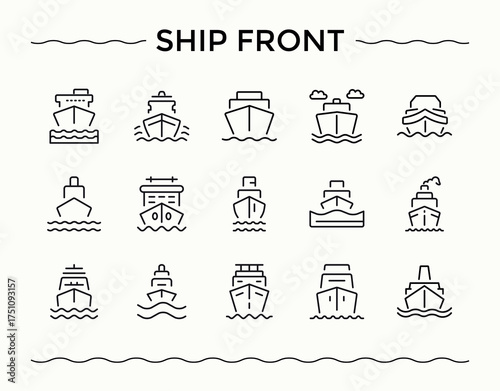 Ship icon. Modern vector UI icons. Transport linear icon set. Containing cruise, travel, transportation, nautical, vacation and more.