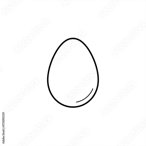 Illustration of a single white egg with a black outline on a white background