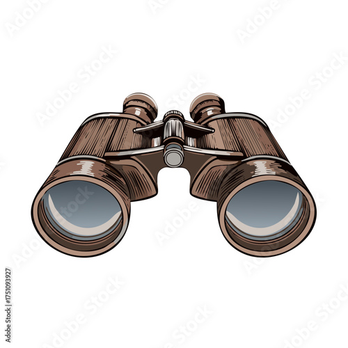 Detailed illustration of antique binoculars with a vintage aesthetic