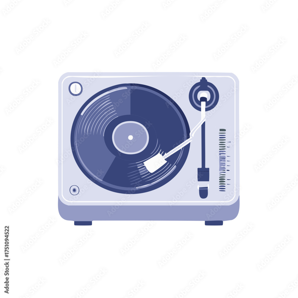 Fototapeta premium Vintage Record Player Spinning Vinyl Disc, Minimalist Audio Entertainment Illustration