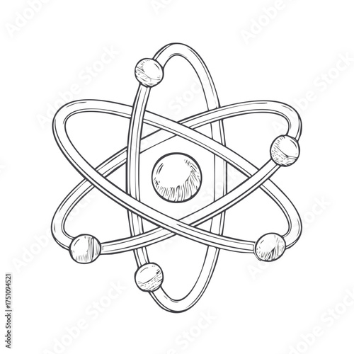 Hand Drawn Atomic Structure Symbol Illustration