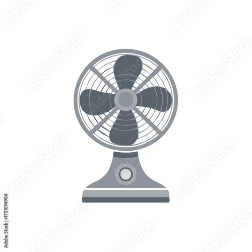 Gray Electric Desk Fan Vector Illustration for Home and Office Airflow
