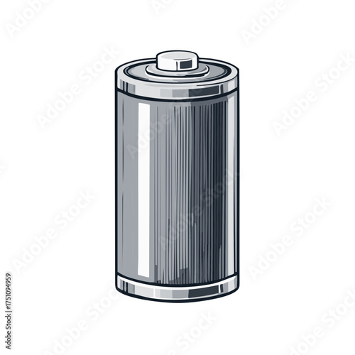 Vector illustration of a single battery with a hand-drawn graphic style.