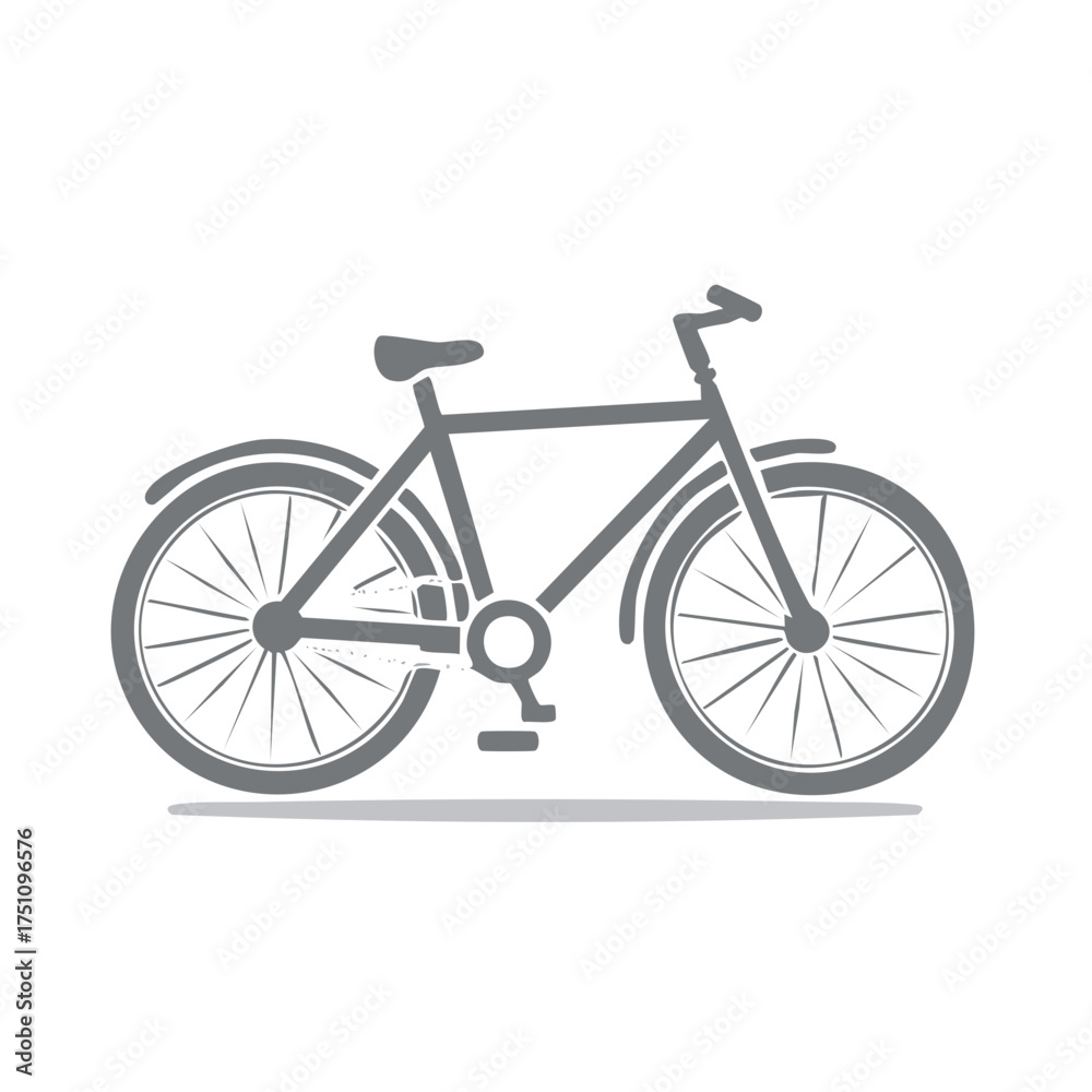 Fototapeta premium Gray Bike Illustration, Vintage Bicycle Design, Transport Icon, Cycling Artwork