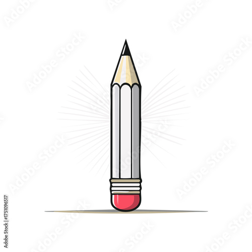 Illustration of a simple sharpened pencil with eraser for drawing and writing tasks