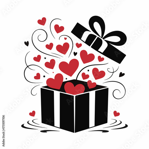 Love Gift Box with Hearts Exploding