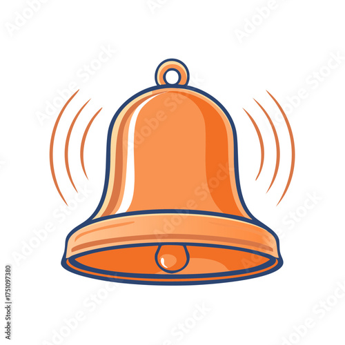 Illustration of an orange ringing bell with sound waves emanating