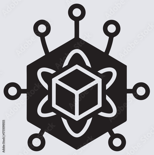 nanobot science icon silhouette vector art illustration, Black Nanorobot Icon with Tentacles and Claws