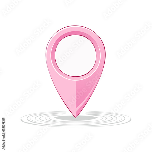 Pink map pointer icon with ripple effect