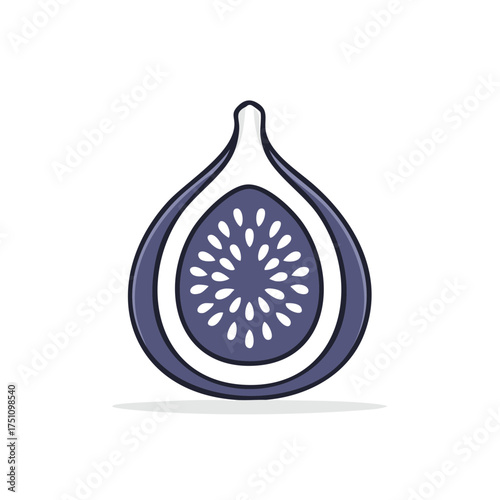 Stylized illustration of a sliced fig showing the interior pulp and seeds
