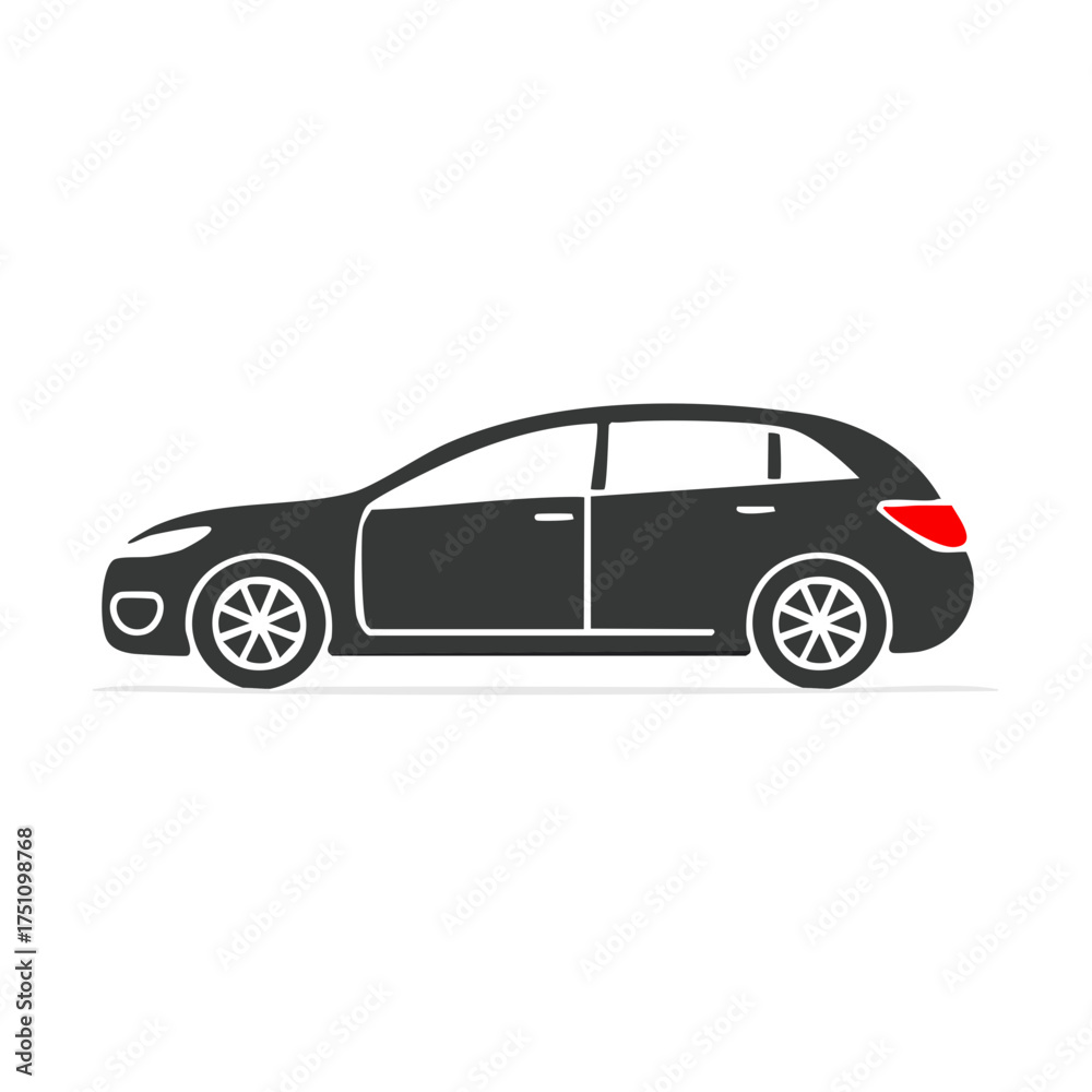 Obraz premium Modern car icon side view. Simple vector silhouette of a station wagon automobile.