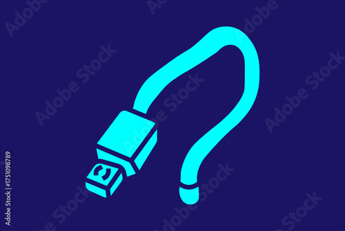 The fingerprint is designed in a bright turquoise color with smooth, curved lines outlined in dark blue, creating a stylized and modern appearance.