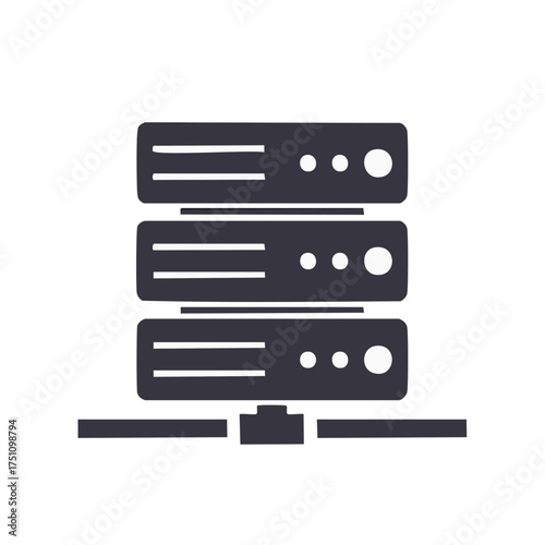 Server Rack Stack with Network Connection Flat Icon for Data Technology