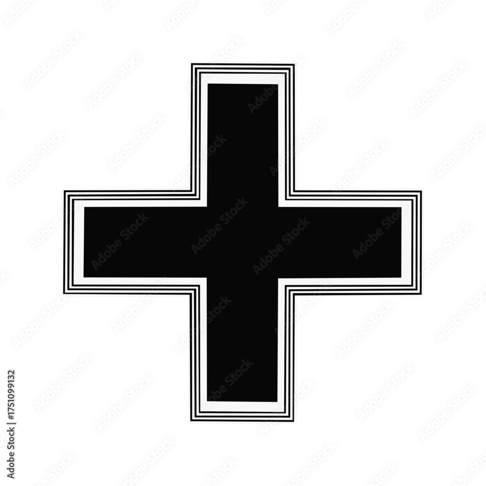 Fototapeta premium Black and white vector icon of the Iron Cross, a historic German military decoration