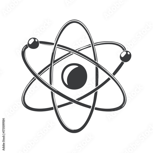 Stylized atom icon with orbiting electrons and nucleus scientific symbol