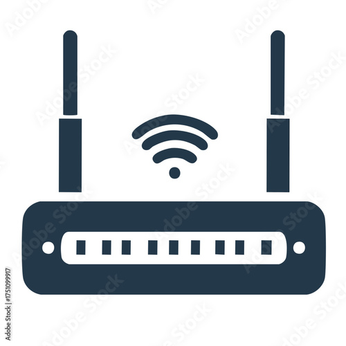Simple glyph icon of a wireless Wi-Fi router modem for internet connection and network signal